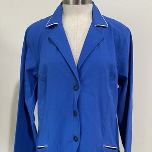 Kerrits Stretch Competitors Koat Womens L Blue 3-Snap Lightweight Show Jacket